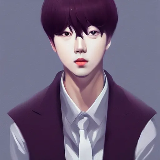 Image similar to jin from bts, elegant, ultra highly detailed, digital painting, smooth, sharp focus, artstation, art by Ilya Kuvshinov