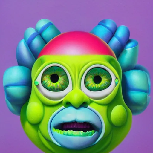 Image similar to Lofi vaporwave portrait tennis ball monster,chalk, Pixar style, Tristan Eaton, Stanley Artgerm, Tom Bagshaw
