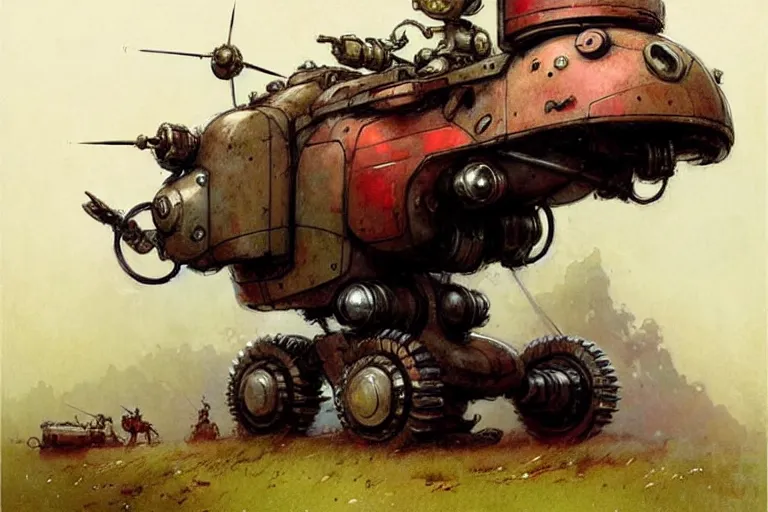 Prompt: adventurer ( ( ( ( ( 1 9 5 0 s retro future robot mouse battlemech wagon house. muted colors. ) ) ) ) ) by jean baptiste monge!!!!!!!!!!!!!!!!!!!!!!!!! chrome red