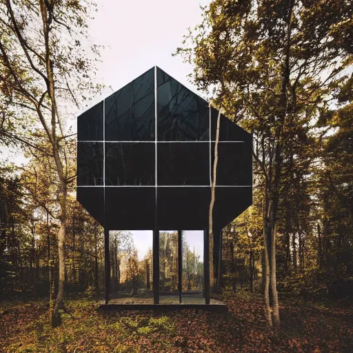 Image similar to a building in the middle of a forest, architecture