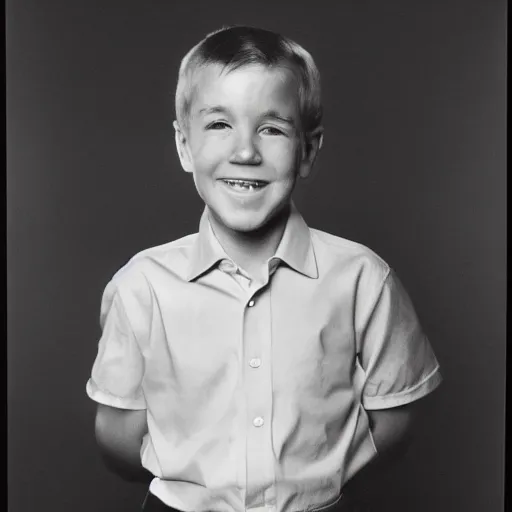 Prompt: a face portrait of joe biden at 6 years old. photography.