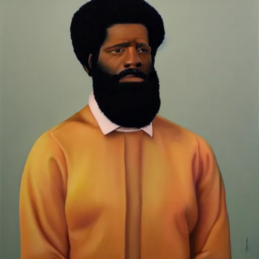 Image similar to a painting of a man with long hair and a beard, a character portrait by barkley hendricks, featured on deviantart, neo - primitivism, art, oil on canvas, masterpiece