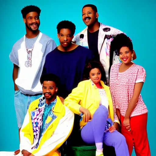 Image similar to the cast of the fresh prince of bel - air 1 9 9 0, publicity photo