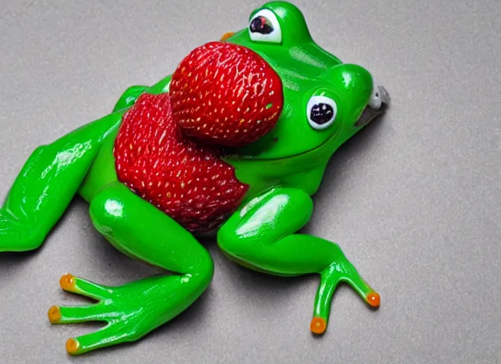 Image similar to frog made of strawberries