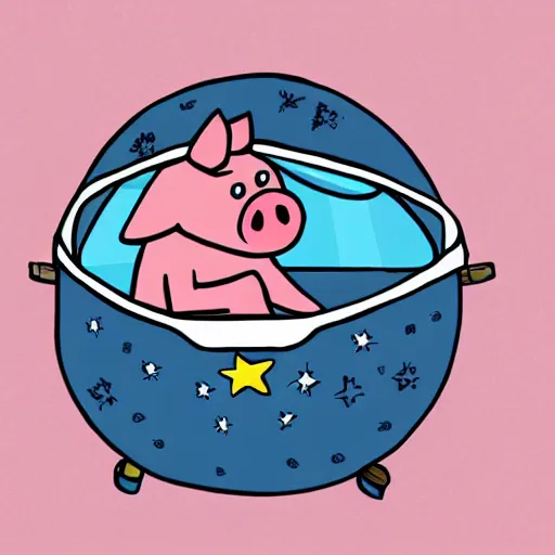 Prompt: a pig in a spaceship