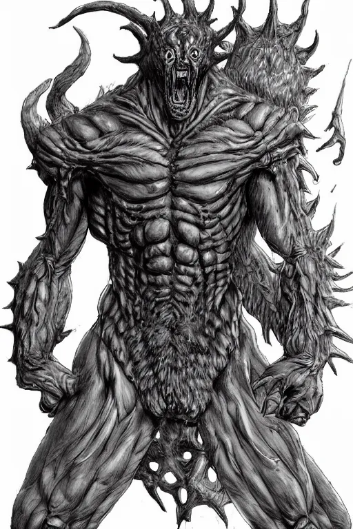 Image similar to humanoid figure beast monster, highly detailed, digital art, sharp focus, trending on art station, kentaro miura manga art style