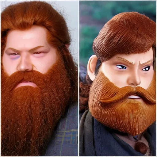 Image similar to gimli from the anime lord of the rings (1986), with ginger hair and a big beard, studio ghibli, very detailed, realistic