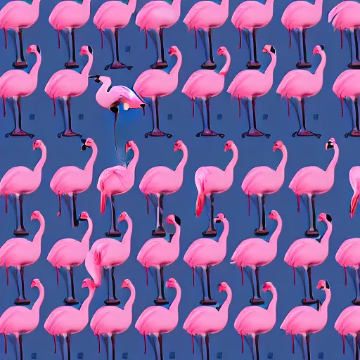 Prompt: a repeating pattern of flamingos