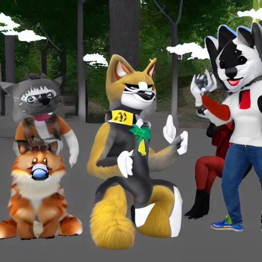 Image similar to hanging with a fairly diverse group of furries in virtual reality