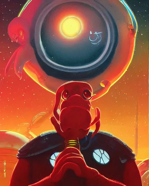 Prompt: Portrait of Zoidberg as a Starfleet officer by Paul Lehr