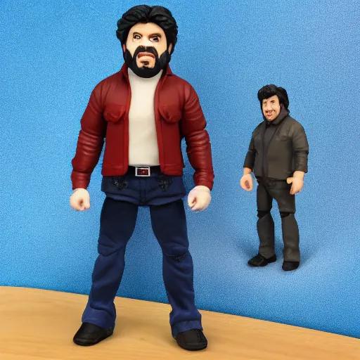 Image similar to Jontron action figure in its package, highly detailed product photo