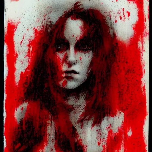 Prompt: portrait of a woman wearing white and red, by tim bradstreet