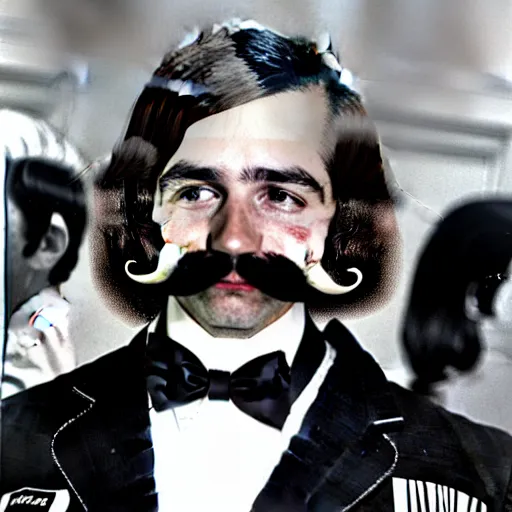Prompt: winner of most beautiful moustache competition 1971, high quality, world championship
