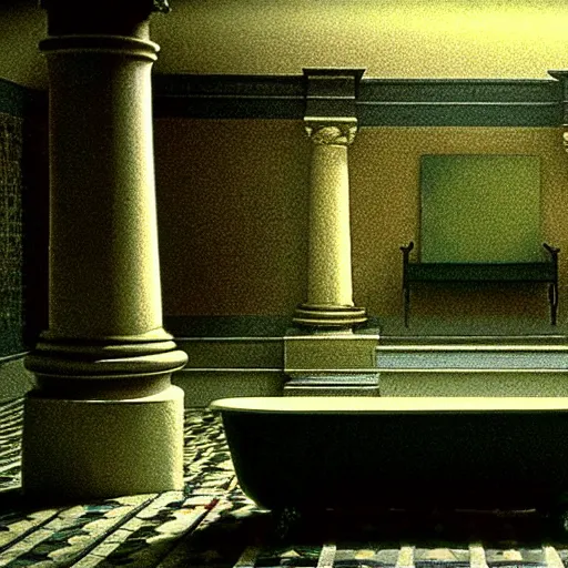 Prompt: hyperrealism photography computer simulation visualisation of parallel dark universe detailed old bath in the detailed ukrainian village garden in dramatic scene from movie the big lebowski ( 1 9 9 8 ) by taras shevchenko and alejandro jodorowsky and andrei tarkovsky