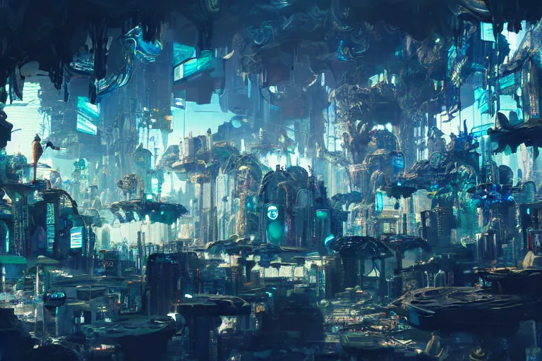 Image similar to simplicity, a huge flock of many ornate translucent puffy filigreed clouds tangled into large whirling ultra detailed crystal specimens, cyberpunk environment, playful, award winning art, epic dreamlike fantasy landscape, ultra realistic,