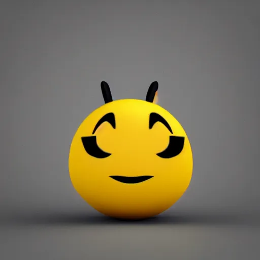 Image similar to a yellow emoji that is biting it's lip, 3d render, octane render