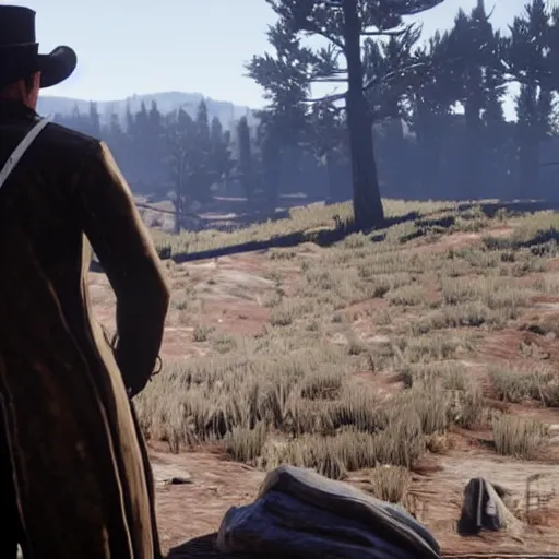 Image similar to walter white in red dead redemption 2 in game screen shot