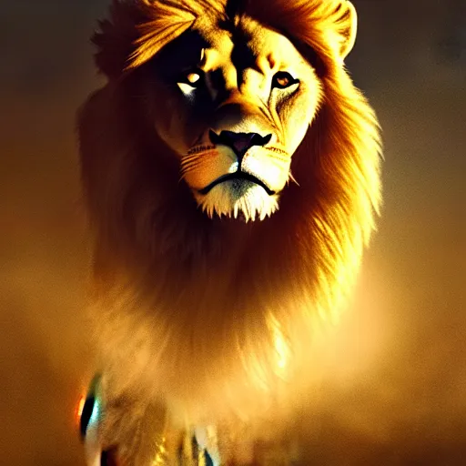 Prompt: Majestic lion, atmospheric lighting, painted, intricate, volumetric lighting, beautiful, rich deep colours masterpiece, golden hour, sharp focus, ultra detailed, by Leesha Hannigan, Ross Tran, Thierry Doizon, Kai Carpenter, Ignacio Fernández Ríos