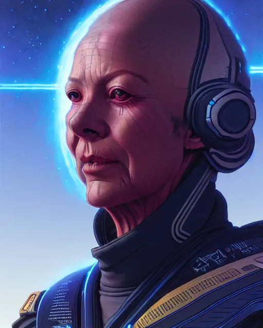 Prompt: starship captain as an apex legends character digital illustration portrait design by, wayne barlowe detailed, gorgeous lighting, wide angle action dynamic portrait