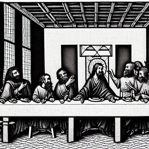 Image similar to one line art of the last supper