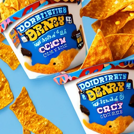 Prompt: doritos flavoured ben and jerry's ice cream