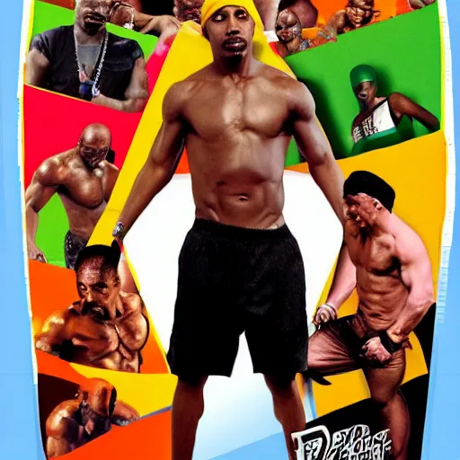 Image similar to 2PAC as PACMAN drinking 6 pack and still having a 6pac abs