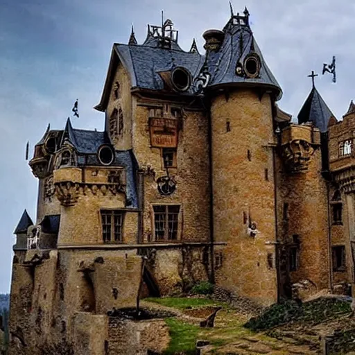 Image similar to medieval castle steampunk style