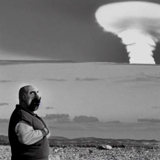 Prompt: Homer Simpson Looking over a Nuclear Explosion