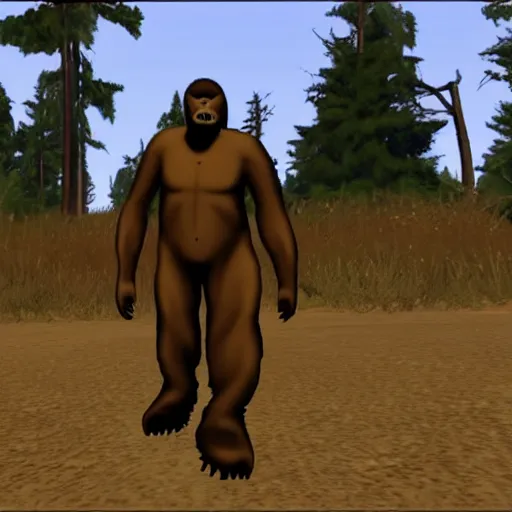 Image similar to bigfoot in gta san andreas caught on camera, leaked footage, cryptid