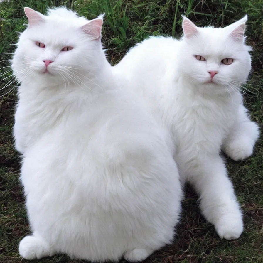 Prompt: “enormous beautiful realistic white marshmallow cat”