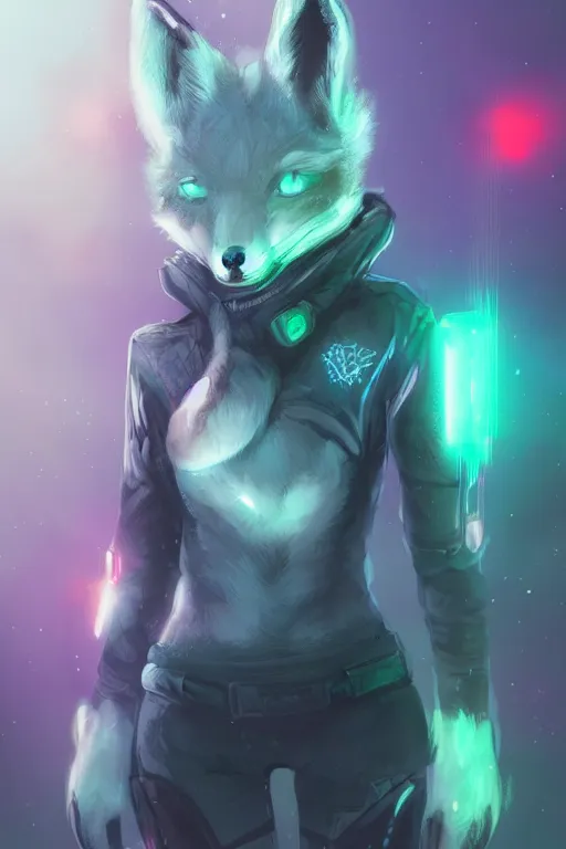 Image similar to a fox fursona, trending on artstation, by kawacy, furry art, digital art, cyberpunk, high quality, backlighting