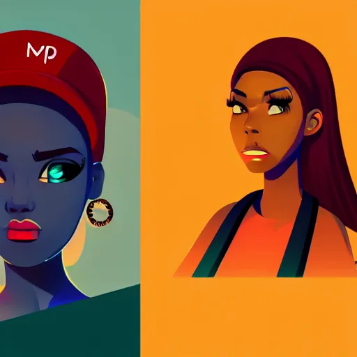 Image similar to 2 d character design, female rapper, vector art, digital art, portrait, 4 k, 8 k, sharp focus, smooth, illustration, concept art, music artist