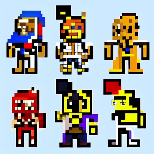 Image similar to “ pixel art designs of new undertale characters. ”