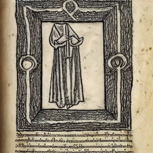 Image similar to scan of book with intricate drawings in charcoal and blood of occult drawings for a black magic ritual in a book about magic. laveyian feeling. by Agnes Cecil. on a parchment made from thin leather. the parchment is 2000 years old.