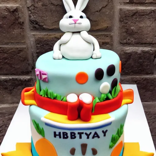 Prompt: a Big Chungus themed birthday cake