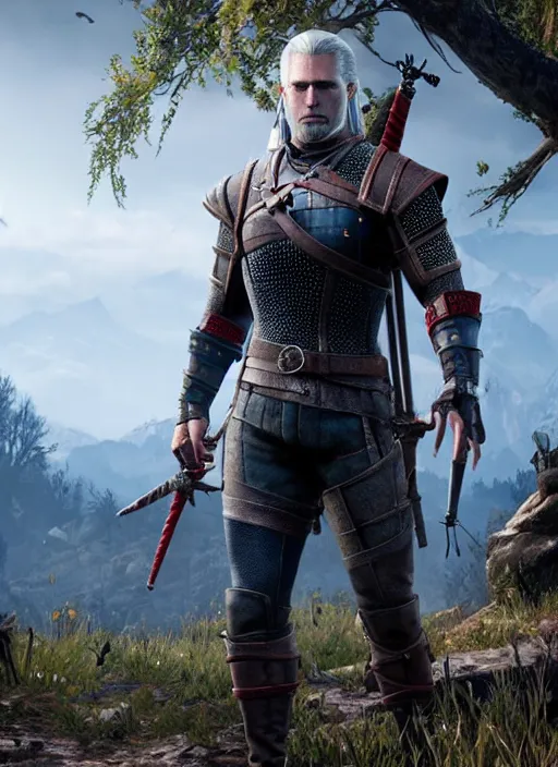 Image similar to Tom Holland in The Witcher 3, gameplay, 8k, HD