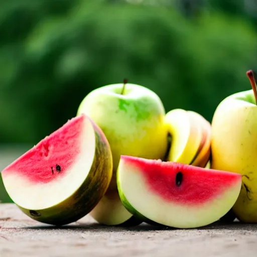 Image similar to combination of apple and banana and watermelon