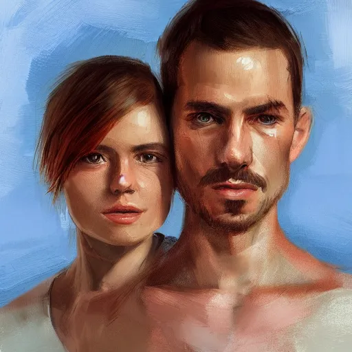 Image similar to Portrait of two people, sharing the same face, illustrated by Ivana Lena Besevic, trending on artstation, 4k, 8k