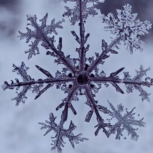 Prompt: a beautiful photo, a lacy snowflake dancing on its icy legs, a ballet about the frozen earth