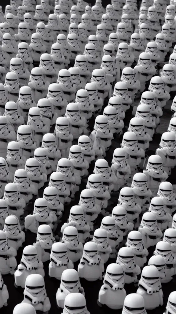Image similar to army of 1000s of Obama clones in a stormtrooper like herd by Beeple, 4K