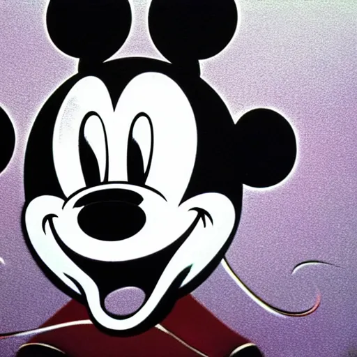 Prompt: Mickey Mouse in the style of H.R. Giger, airbrush and ink render,