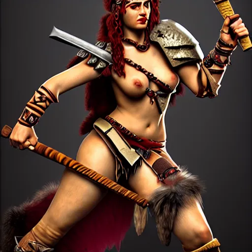 Image similar to photo of a real-life very beautiful barbarian queen, highly detailed, 4k,