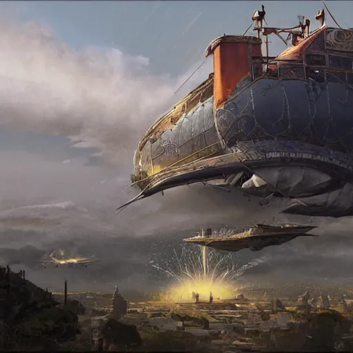 Image similar to a final fantasy airship over santiago of chile, by wes anderson and greg rutkowski