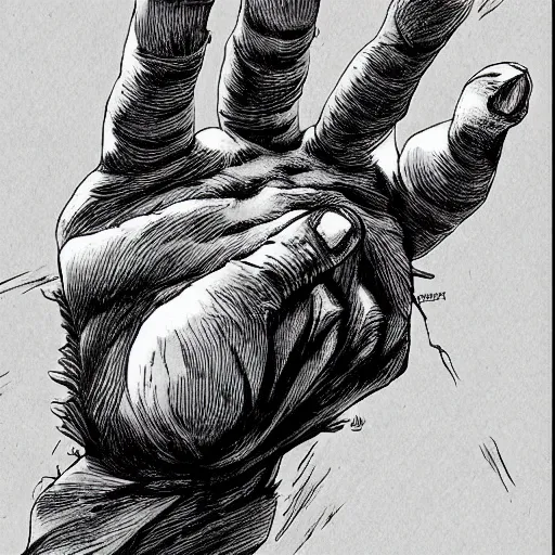 Prompt: the hand of god by kentaro miura