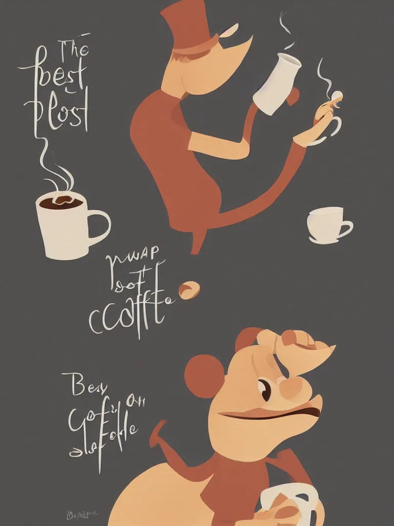 Prompt: the best way to drink your coffee, by , serene illustration, by walt disney, fresh colors, conceptart, trending on artstation