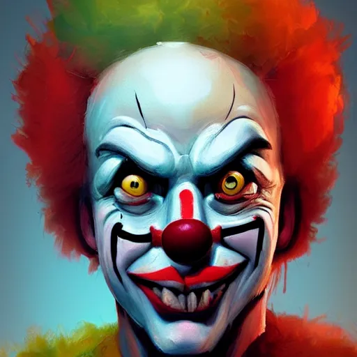 Image similar to concept art of clown by jama jurabaev, cinematic shot, brush hard, artstation, cgsociety, high quality, brush stroke