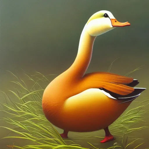 Image similar to a duck on the prowl oil painting vladimir kush