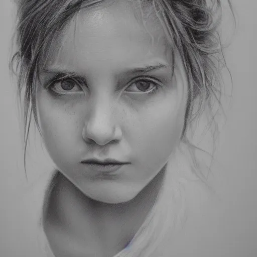 Prompt: the horned beauty, ( 1 4 5 0 ). portrait, by paul cadden. traditional pencil masterpiece on canvas. dry media. private collection. retouched face, restored