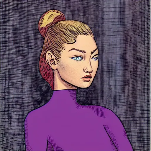 Prompt: “ gigi hadid retro minimalist portrait by jean giraud, moebius starwatcher comic, 8 k ”