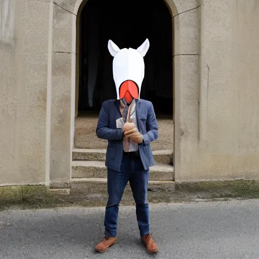 Image similar to man wearing horse head mask